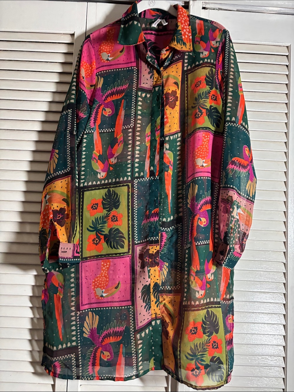 Tropical Parrot Tile Print Tunic Tunic/Duster